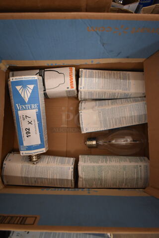 Lot of 7 Various Light Bulbs Including Venture and Sylvania. (front room)