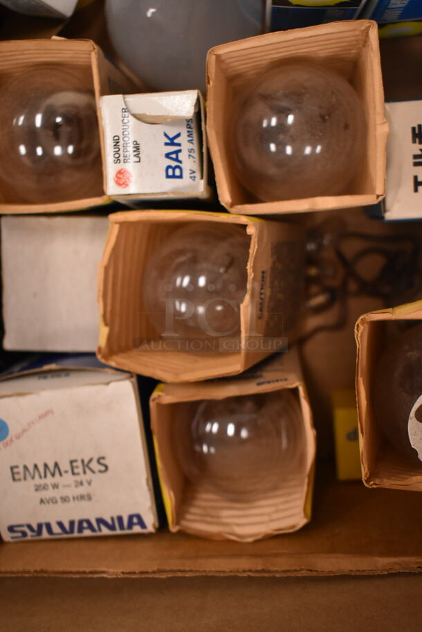 Box of 37 Various Bulbs Including GE Marc Projection Lamp, Sylvania 2500/CL/DC. (front room) - Image 3 of 6