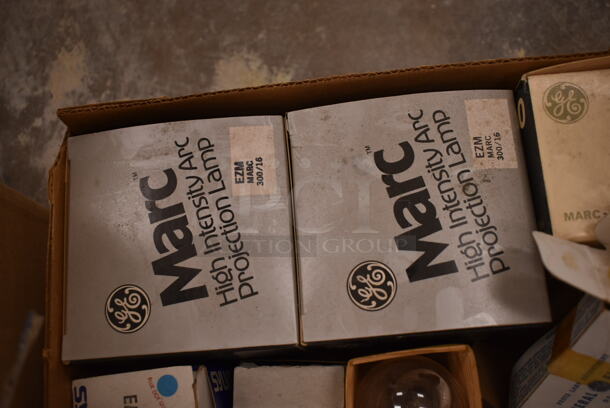 Box of 37 Various Bulbs Including GE Marc Projection Lamp, Sylvania 2500/CL/DC. (front room) - Image 4 of 6