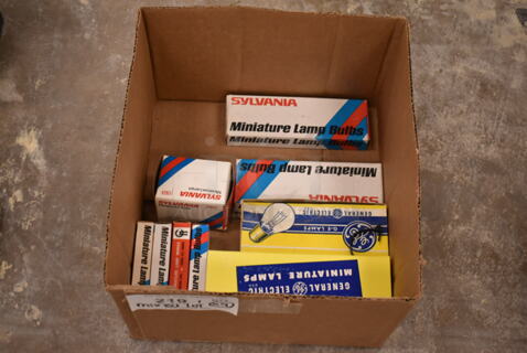 Lot of 9 Various Bulbs Including Sylvania Miniature. (front room)