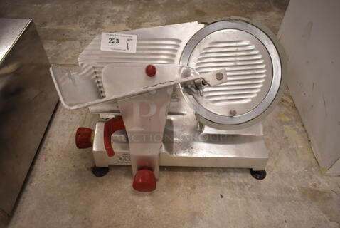 Berkel 827 A Metal Commercial Countertop Meat Slicer. 115 Volts, 1 Phase. (front room)