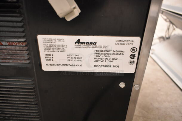 Amana HDC12A2 Stainless Steel Commercial Countertop Microwave Oven. 120 Volts, 1 Phase. (front room) - Image 3 of 3
