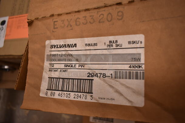 3 Boxes of 15 Sylvania F96T 12/CWX Cool White Deluxe Fluorescent Lightbulbs. 3 Times Your Bid! (front room) - Image 2 of 2