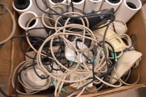 ALL ONE MONEY! Lot of 2 Boxes of Various Items Including Computer Mouses and PVC Pipes. (front room) - Image 2 of 11