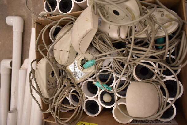 ALL ONE MONEY! Lot of 2 Boxes of Various Items Including Computer Mouses and PVC Pipes. (front room) - Image 3 of 11