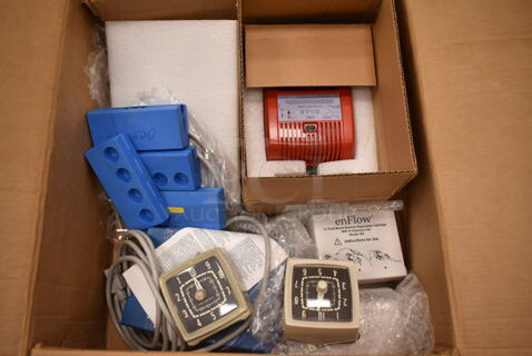 ALL ONE MONEY! Lot of Various Items Including 302 Battery Charger, 2 General Electric Dials and enFlow AC Power Supply. (front room)