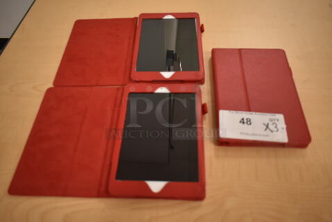 3 Apple A1432 iPads w/ Red Cases. 3 Times Your Bid! (front room)