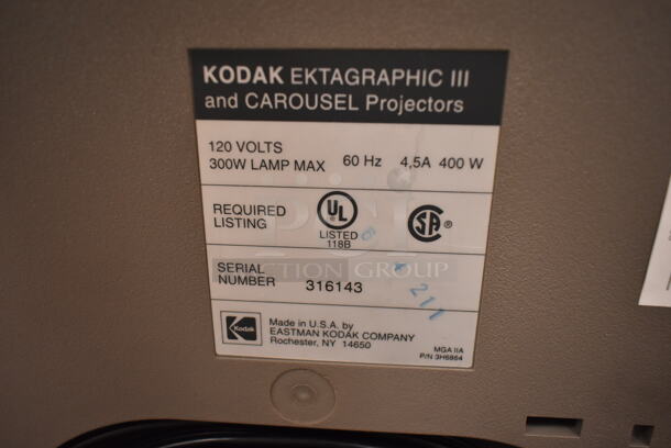 Kodak Ektagraphic III A Carousel Projector in Hard Case w/ 5 Slide Trays. 115 Volts, 1 Phase. (front room) - Image 5 of 12