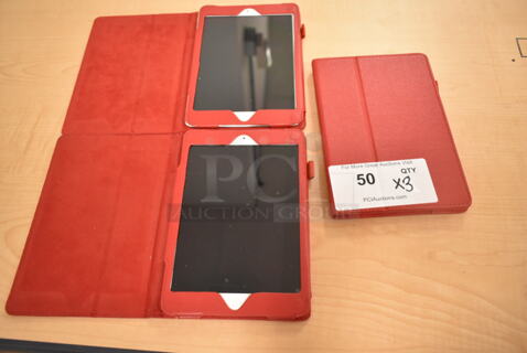 3 Apple A1432 iPads w/ Red Cases. 3 Times Your Bid! (front room)