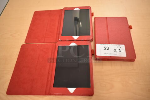 3 Apple A1432 iPads w/ Red Cases. 3 Times Your Bid! (front room)