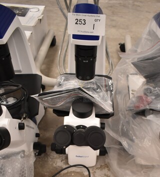 Fisher Metal Countertop Microscope. 100-240 Volts, 1 Phase. (front room)