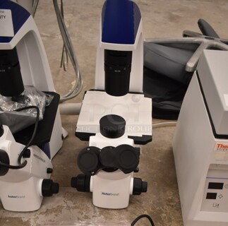 Fisher Metal Countertop Microscope w/ Clear Cover. 100-240 Volts, 1 Phase. (front room)