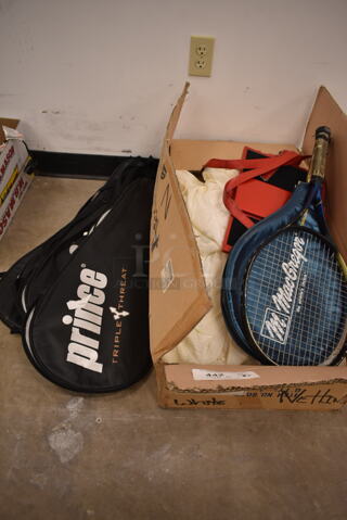 ALL ONE MONEY! Lot of 11 Items Including Rackets and Racket Cases. (front room)