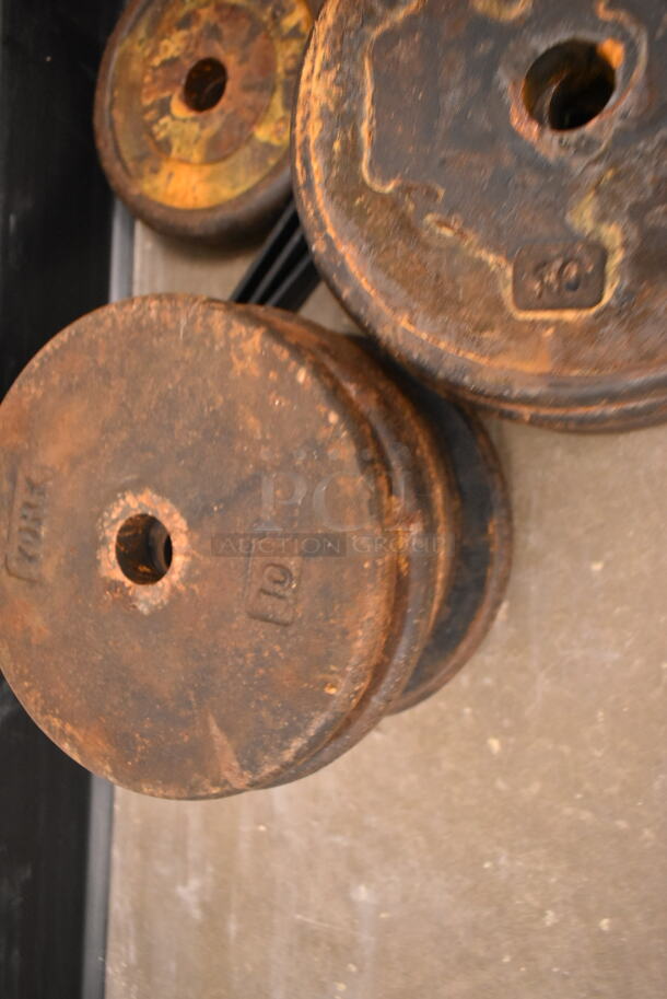 ALL ONE MONEY! Lot of Various Items Including Metal Weight Plates and Bench Cushion. (front room) - Image 4 of 12