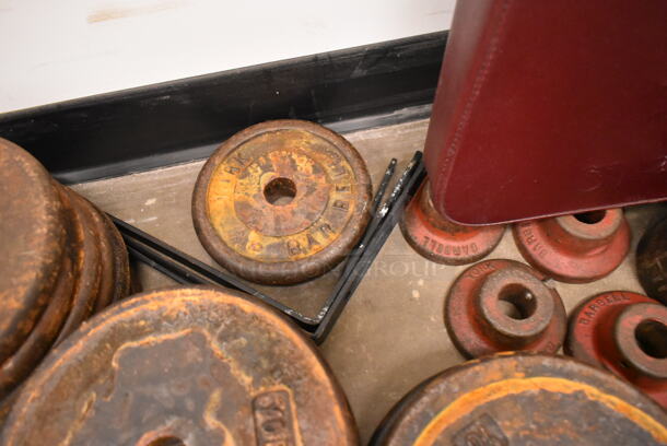 ALL ONE MONEY! Lot of Various Items Including Metal Weight Plates and Bench Cushion. (front room) - Image 6 of 12