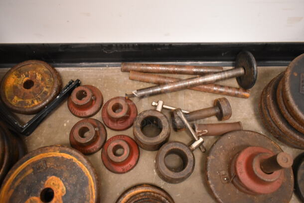 ALL ONE MONEY! Lot of Various Items Including Metal Weight Plates and Bench Cushion. (front room) - Image 7 of 12