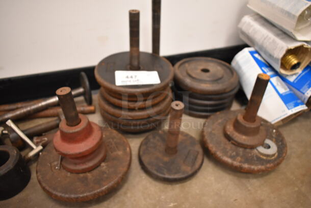 ALL ONE MONEY! Lot of Various Items Including Metal Weight Plates and Bench Cushion. (front room) - Image 8 of 12