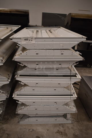 10 White Metal Ceiling Mount Fluorescent Light Fixtures. 10 Times Your Bid! (front room)
