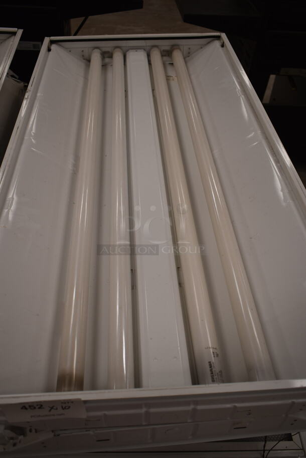 10 White Metal Ceiling Mount Fluorescent Light Fixtures. 10 Times Your Bid! (front room) - Image 2 of 9