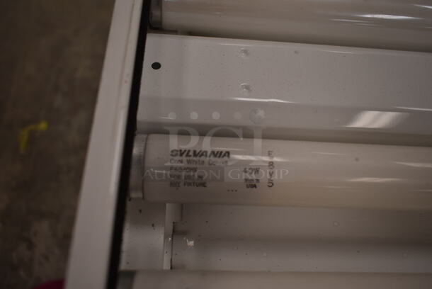 10 White Metal Ceiling Mount Fluorescent Light Fixtures. 10 Times Your Bid! (front room) - Image 5 of 9