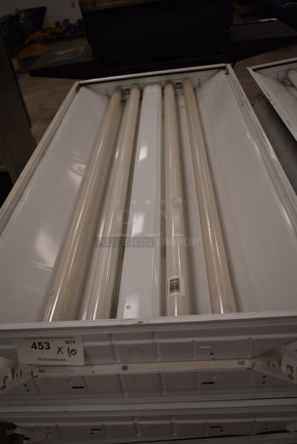 10 White Metal Ceiling Mount Fluorescent Light Fixtures. 10 Times Your Bid! (front room) - Image 2 of 6