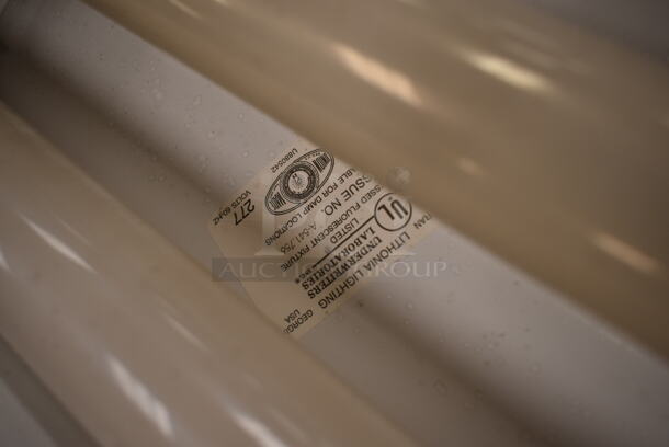 10 White Metal Ceiling Mount Fluorescent Light Fixtures. 10 Times Your Bid! (front room) - Image 5 of 6