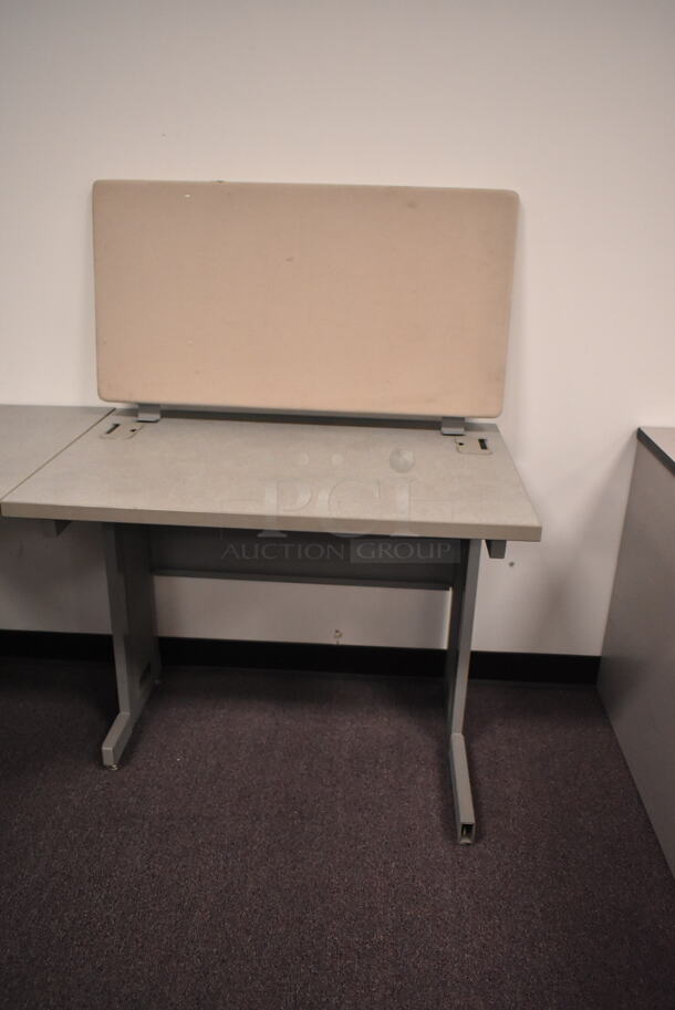 Gray L Shaped Desk. BUYER MUST REMOVE: Bring Tools and Manpower Needed To Remove This Item. (back room) - Image 2 of 6