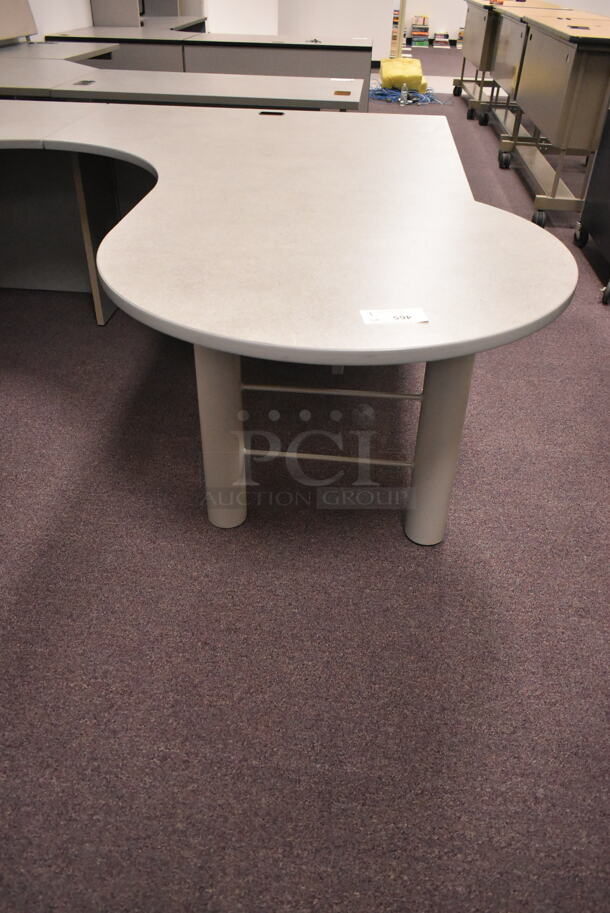 Gray U Shaped Desk w/ 5 Drawers. BUYER MUST REMOVE: Bring Tools and Manpower Needed To Remove This Item. (back room) - Image 2 of 12