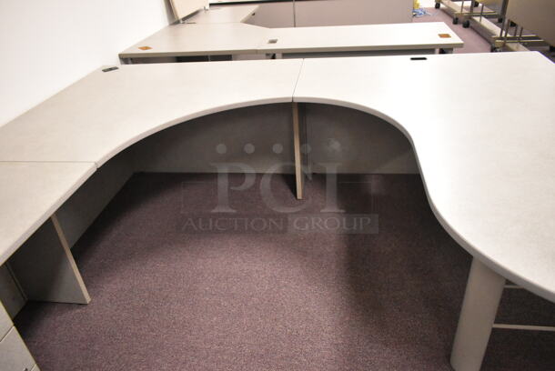 Gray U Shaped Desk w/ 5 Drawers. BUYER MUST REMOVE: Bring Tools and Manpower Needed To Remove This Item. (back room) - Image 4 of 12