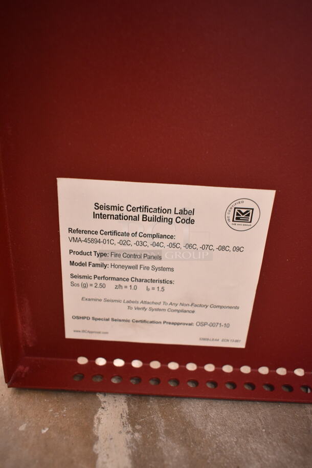 Honeywell HPFF8 Red Metal Fire Alarm Panel. (front room) - Image 7 of 7
