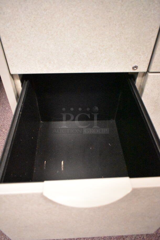 Gray U Shaped Desk w/ 5 Drawers. BUYER MUST REMOVE: Bring Tools and Manpower Needed To Remove This Item. (back room) - Image 8 of 12