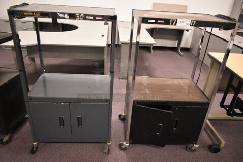 2 AV Carts on Commercial Casters. 2 Times Your Bid! (back room)