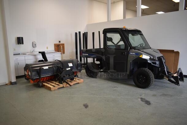 Polaris Brutus Diesel HD PTO Utility Vehicle w/ Brush Attachment and Auger Attachment. Odometer Reads 6,151 Miles.  - Image 4 of 12