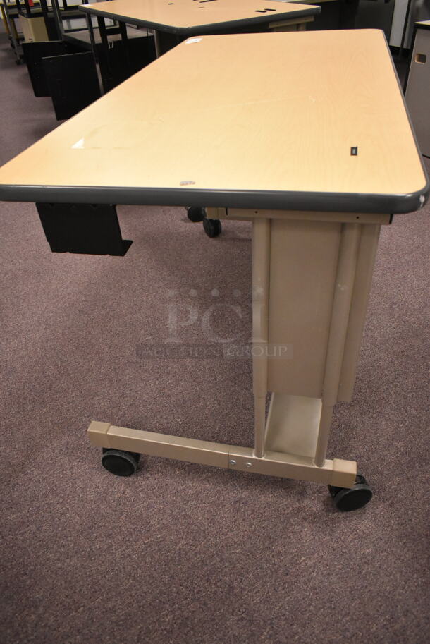 Wood Pattern Desk on Casters. (back room) - Image 4 of 4