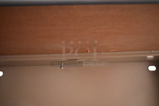 Wood Pattern Desk on Casters. (back room) - Image 3 of 4