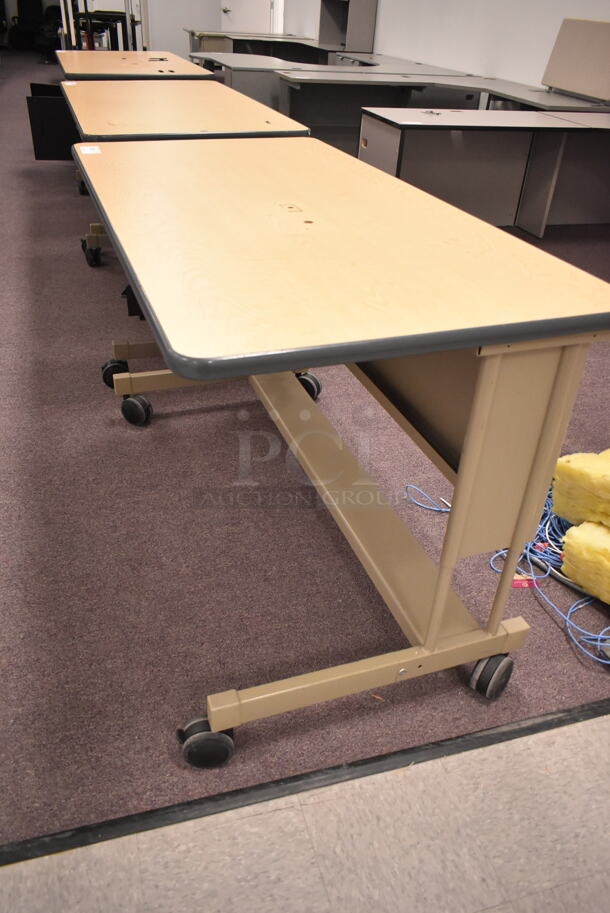 Wood Pattern Desk on Casters. (back room) - Image 4 of 4