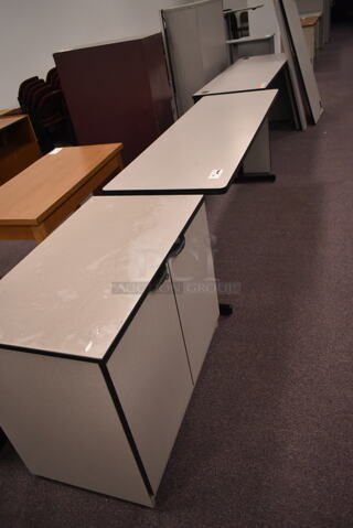 7 Various Items Including Desks and 2 Door Cabinet. 7 Times Your Bid! (back room)