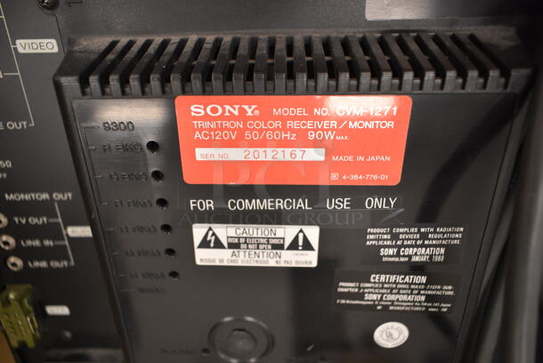 3 Television Monitors; Panasonic PV-C1343, JVC TM-H1700G, Sony CVM-1271. 3 Times Your Bid! (front room) - Image 10 of 10