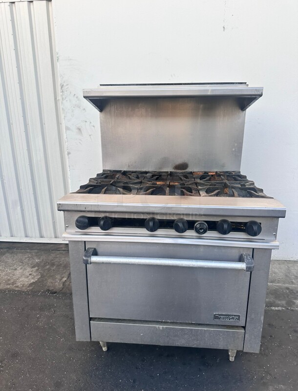 Commercial 36 inch  6 Burner With Oven Gas Range Working - Image 2 of 4