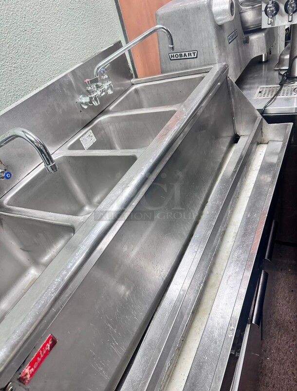 Commercial 48 inch Stainless Steel Three Compartment Bar Sink  - Image 3 of 4
