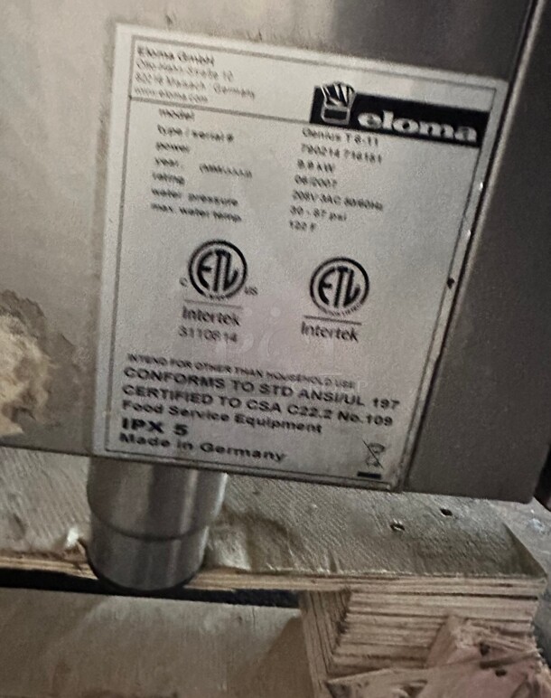 Late Model Eloma Genius T 6-11 6 Pan Full Size Boilerless Electric Combi Oven - 208V, 3 Phase Working - Image 5 of 8