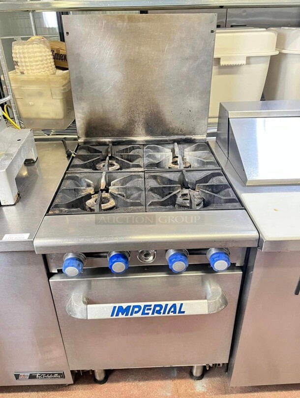 Excellent Condition Imperial Range IR-4 24 inch S Natural Gas 4 Burner Range with 20 inch Oven - 155,000 BTU Working  - Image 4 of 4