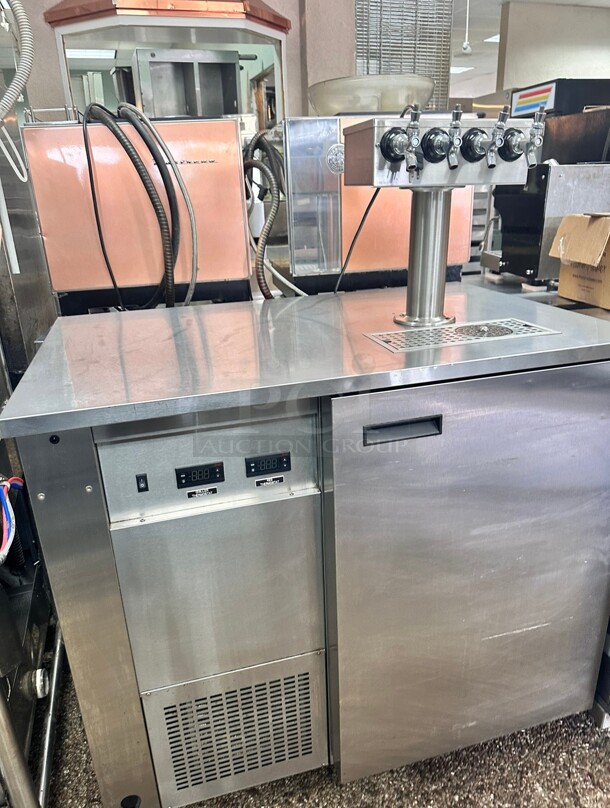 Late Model Micro Matic MM-BK 36 3/4 inch Dual Zone Kegrator Wine Dispenser with 4 Faucet (4) 1/6 Keg Capacity Working - Image 2 of 7