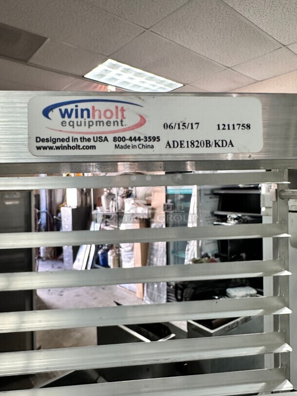 Excellent Condition Winholt ADE1820B-KDA 21 inch 20-Sheet Pan Rack Bottom Load Slides NSF On Casters - Image 6 of 6