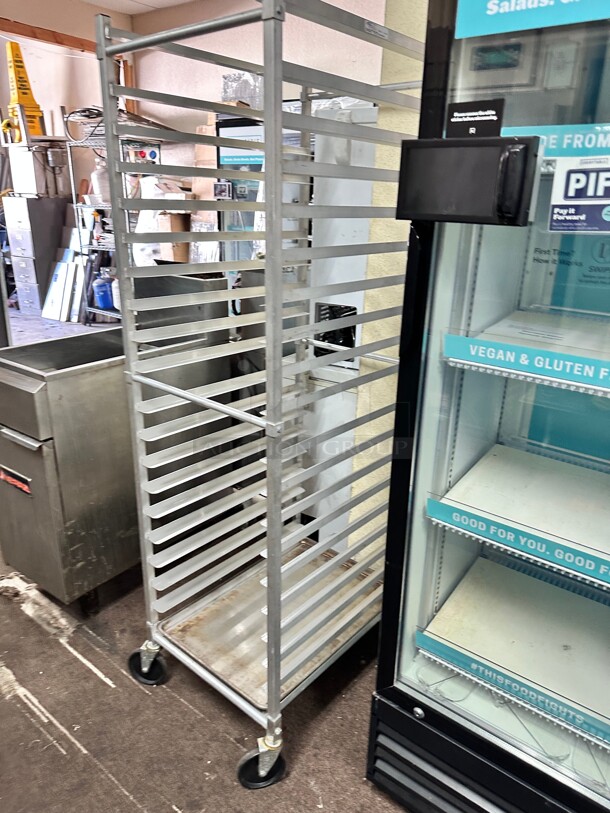Excellent Condition Winholt ADE1820B-KDA 21 inch 20-Sheet Pan Rack Bottom Load Slides NSF On Casters - Image 2 of 6