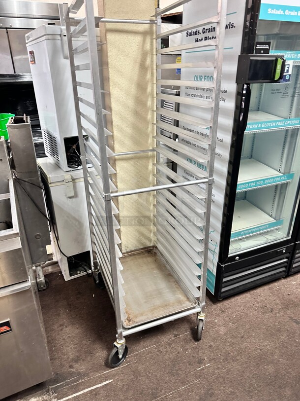 Excellent Condition Winholt ADE1820B-KDA 21 inch 20-Sheet Pan Rack Bottom Load Slides NSF On Casters - Image 5 of 6
