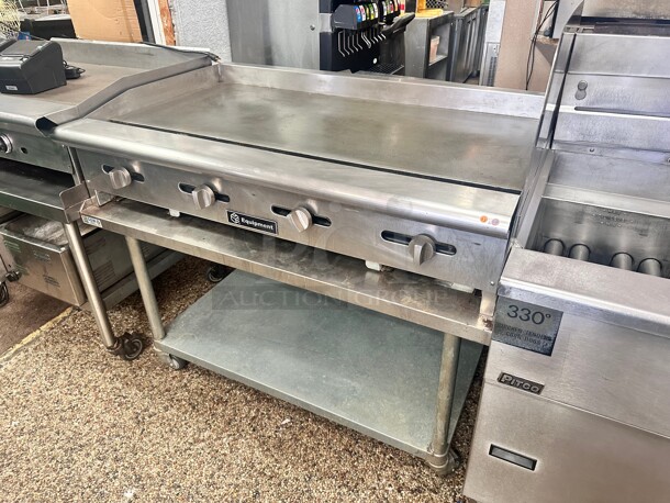 Late Model Cooking Performance Group  48 inch Propane Gas Countertop Griddle with Manual Controls - 120,000 BTU With Table - Image 2 of 5