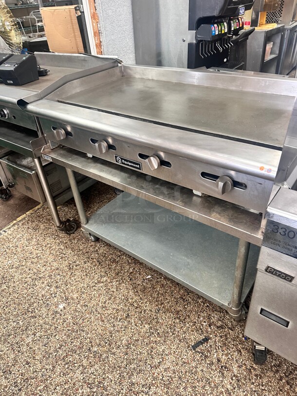 Late Model Cooking Performance Group  48 inch Propane Gas Countertop Griddle with Manual Controls - 120,000 BTU With Table - Image 3 of 5