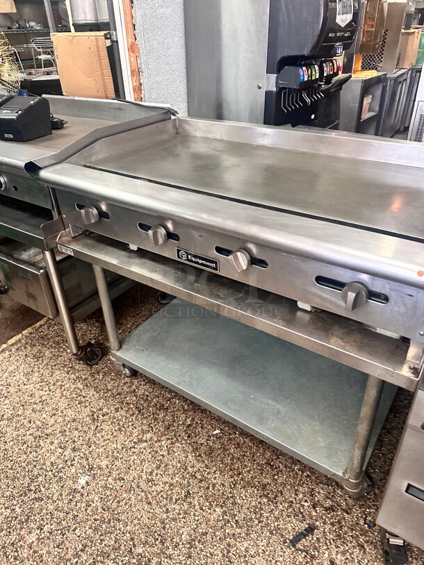 Late Model Cooking Performance Group  48 inch Propane Gas Countertop Griddle with Manual Controls - 120,000 BTU With Table - Image 4 of 5