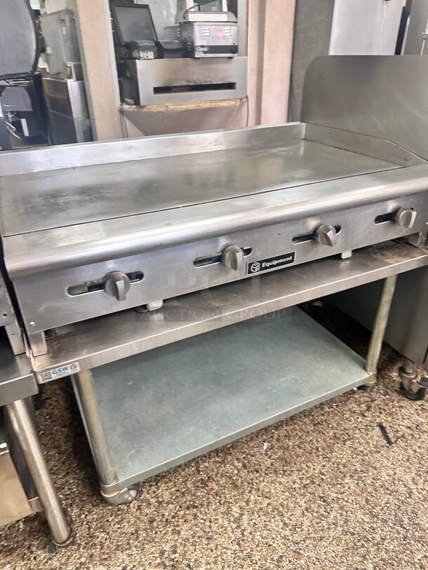 Late Model Cooking Performance Group  48 inch Propane Gas Countertop Griddle with Manual Controls - 120,000 BTU With Table - Image 5 of 5